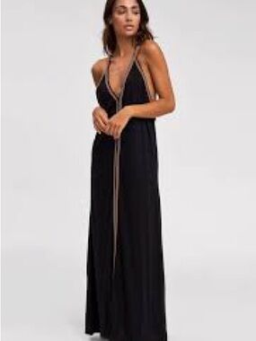 Pitusa Black Maxi Dress with Contrast Trim